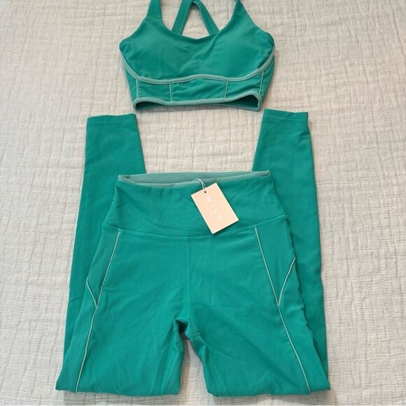 Wilo The Label Outline Matching Set Women's XS Ribbed Sea Green New With Tags! - Picture 1 of 9
